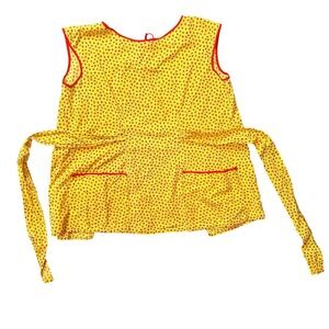 1940s Wrap Apron Vintage Hooverette Yellow & Red Floral WWII Era Retro Farmhouse